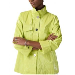 NEW JOSEPH RIBKOFF water-resistant novelty boxy jacket in key lime